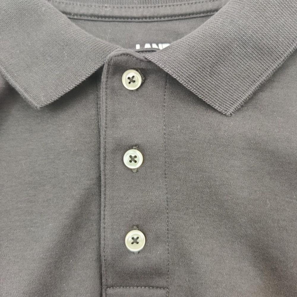 Lands End Shirt Mens Size L 42-44 Black Polo Button Placket Short Sleeve Classic - Picture 3 of 9